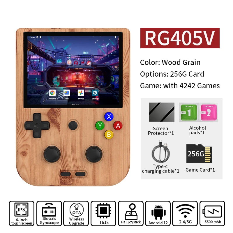 RG405V Video Handheld Game Console 4" IPS HD Touch Screen Android 12 System T618 64-Bit Wifi Portable Retro Game Player