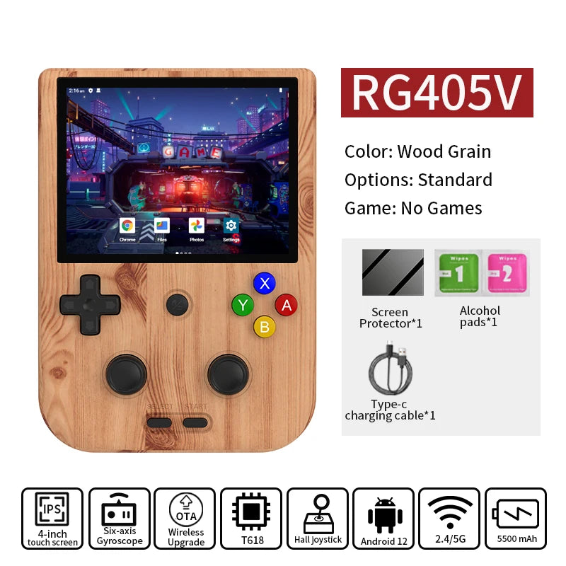 RG405V Video Handheld Game Console 4" IPS HD Touch Screen Android 12 System T618 64-Bit Wifi Portable Retro Game Player