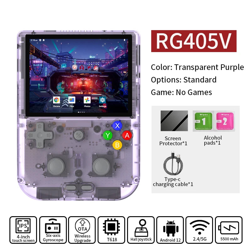 RG405V Video Handheld Game Console 4" IPS HD Touch Screen Android 12 System T618 64-Bit Wifi Portable Retro Game Player